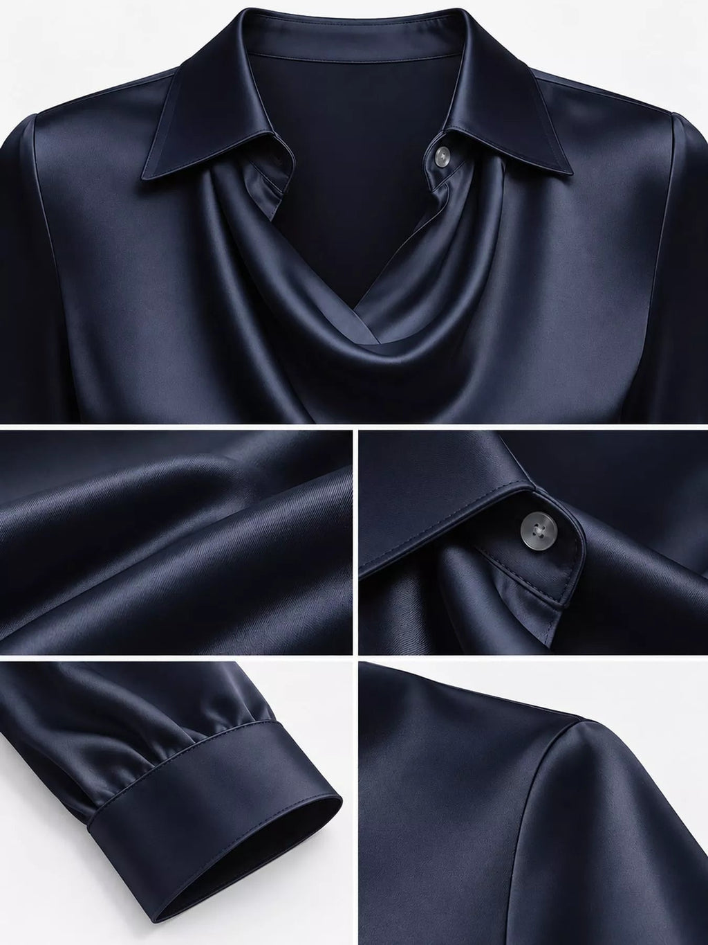 Full Size Satin Cowl Neck Blouse Plus Size - Dressed.
