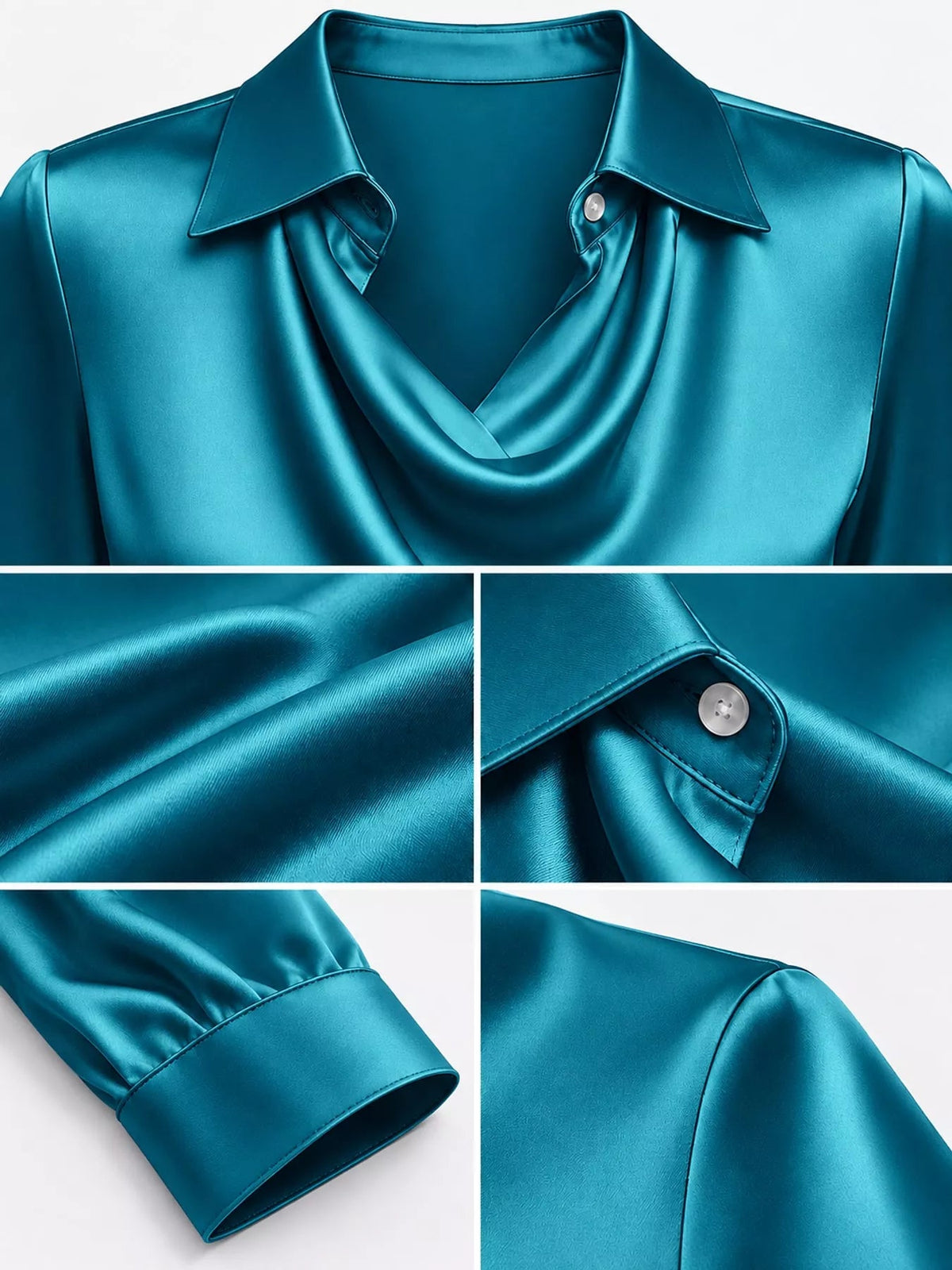 Full Size Satin Cowl Neck Blouse Plus Size - Dressed.