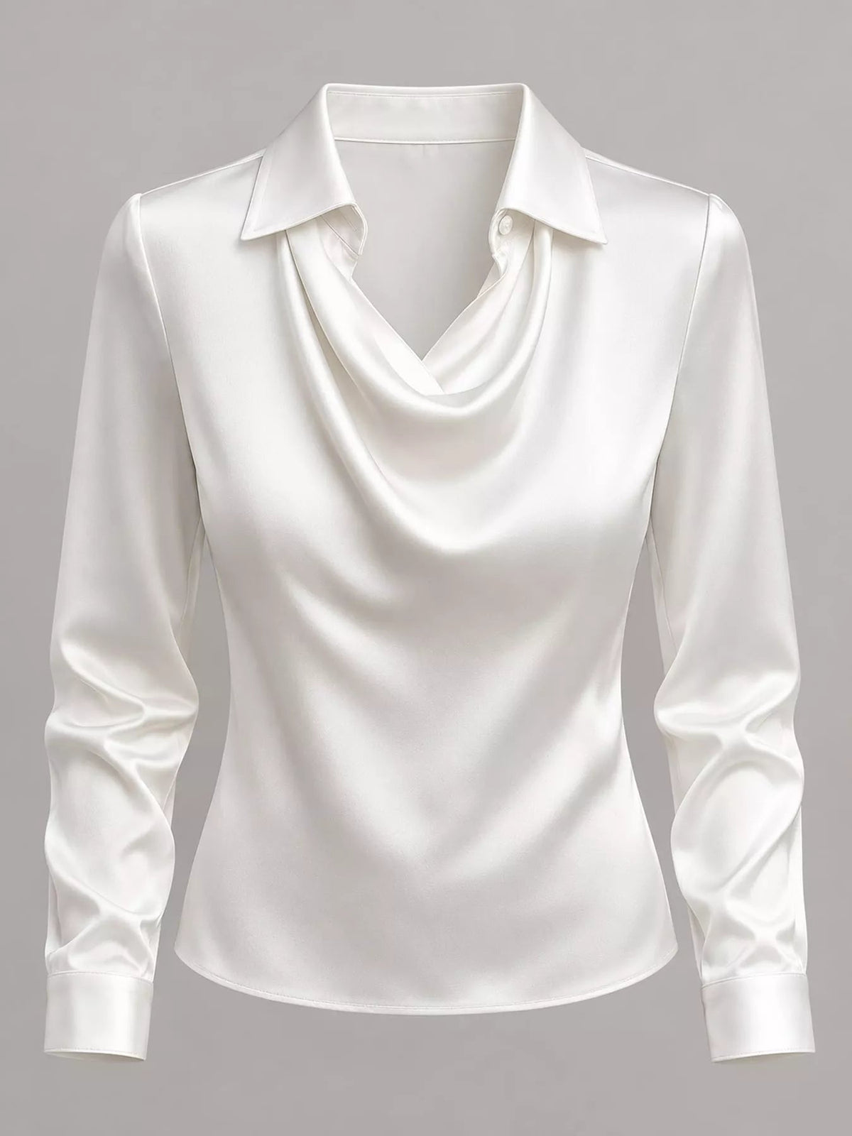 Full Size Satin Cowl Neck Blouse Plus Size - Dressed.