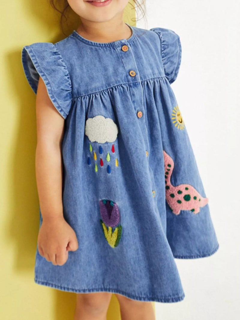Geneviève Buttoned Denim A-Line Dress - Dressed.