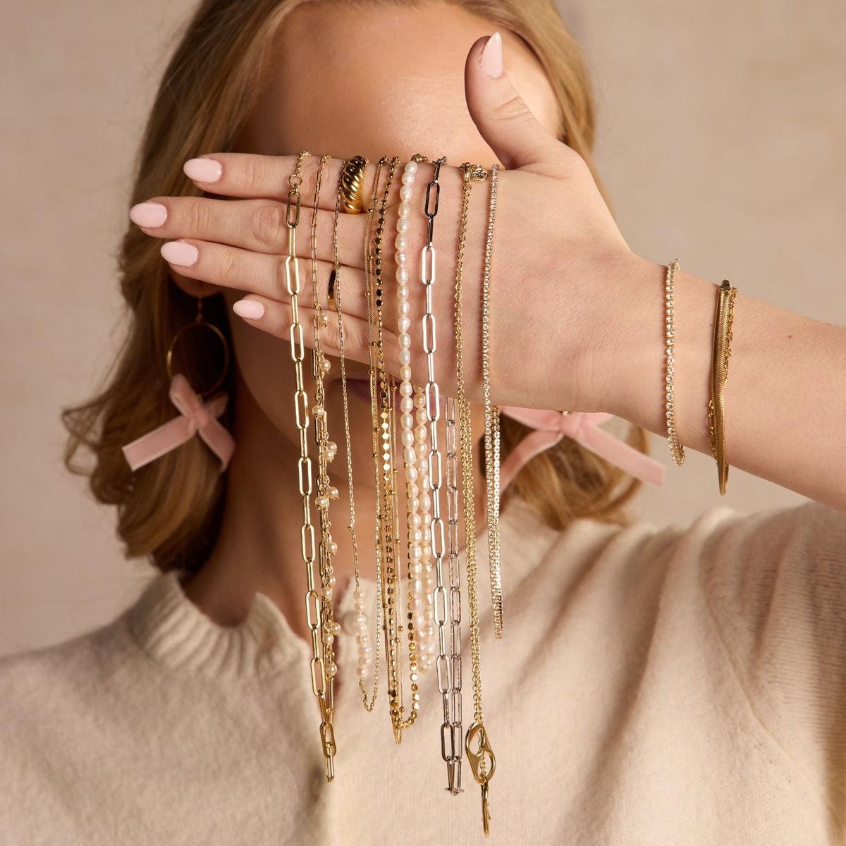 Gold Waterproof Double Layer Saturn Chain Necklace - Dressed.