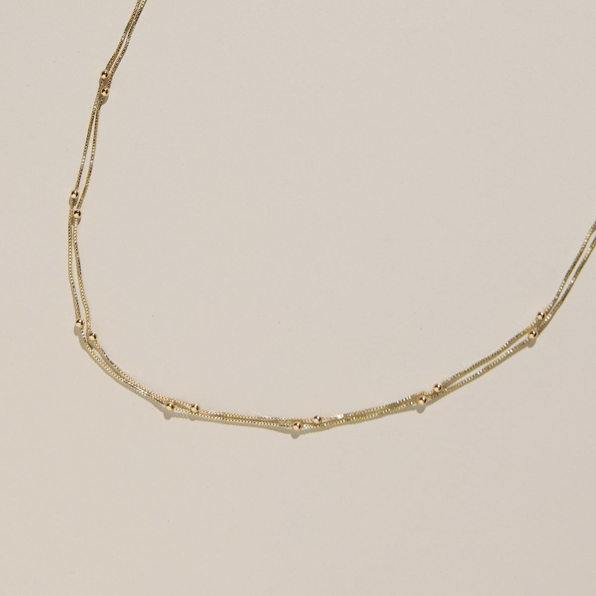 Gold Waterproof Double Layer Saturn Chain Necklace - Dressed.