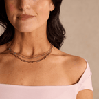 Gold Waterproof Double Layer Saturn Chain Necklace - Dressed.