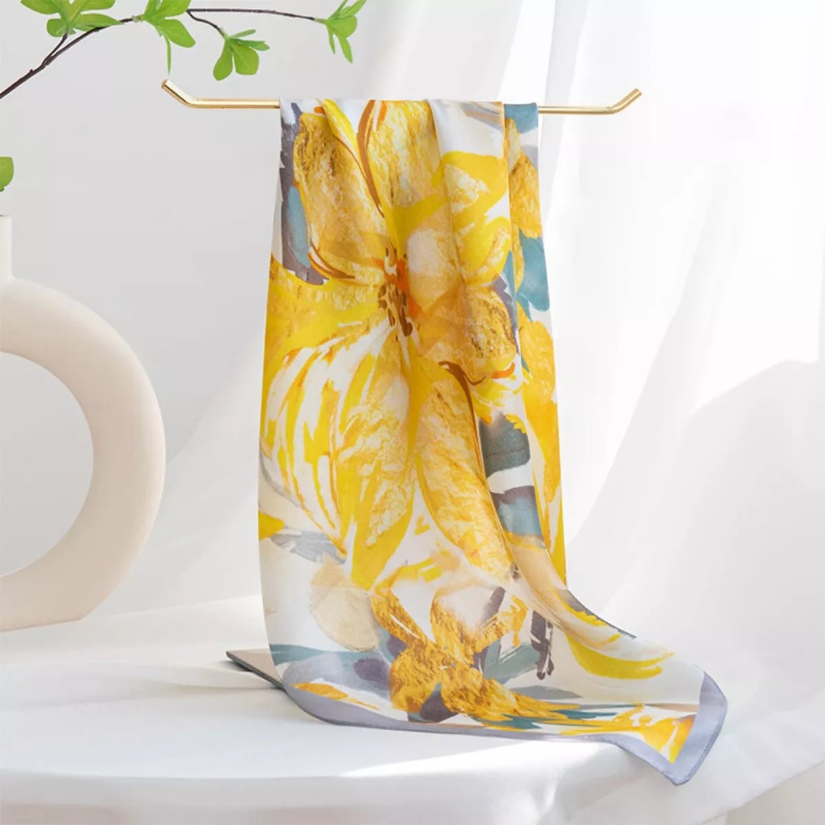 Jardin Floral Silk Square Scarf - Dressed.