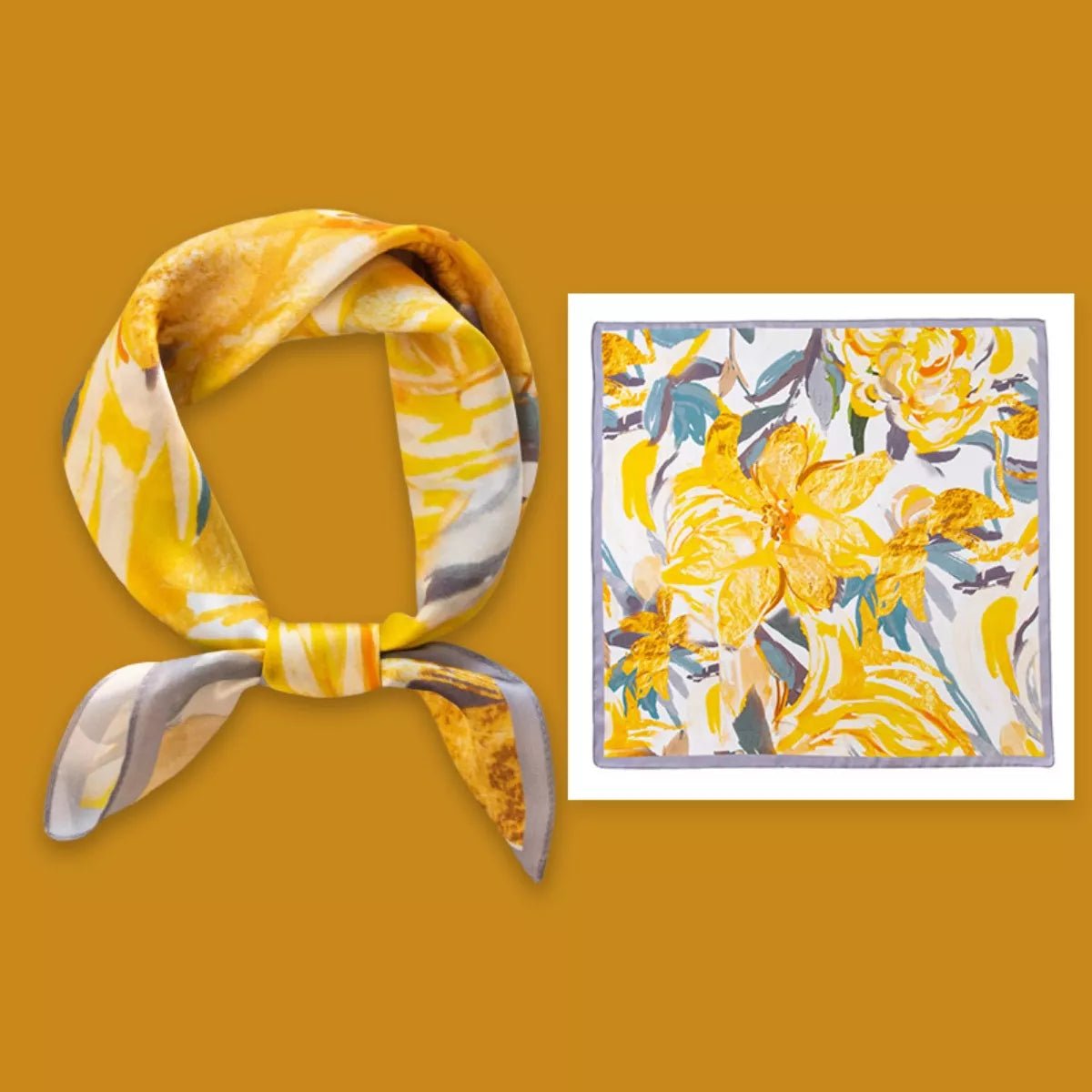Jardin Floral Silk Square Scarf - Dressed.