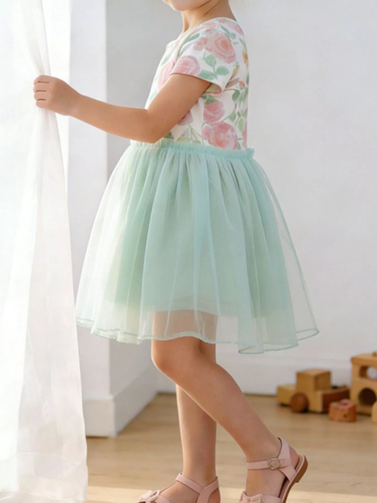 Jardin Floral Tulle Dress — Sage - Dressed.