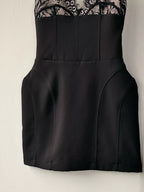 Lace Corset Mini Dress Set with Sheer Overlay - Dressed.