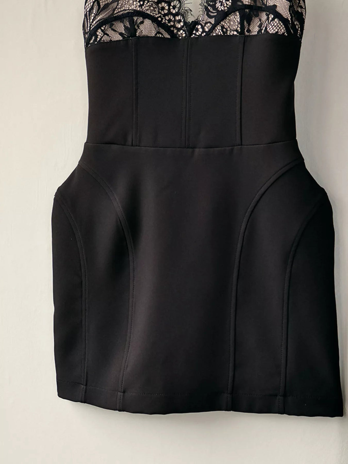 Lace Corset Mini Dress Set with Sheer Overlay - Dressed.