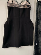 Lace Corset Mini Dress Set with Sheer Overlay - Dressed.