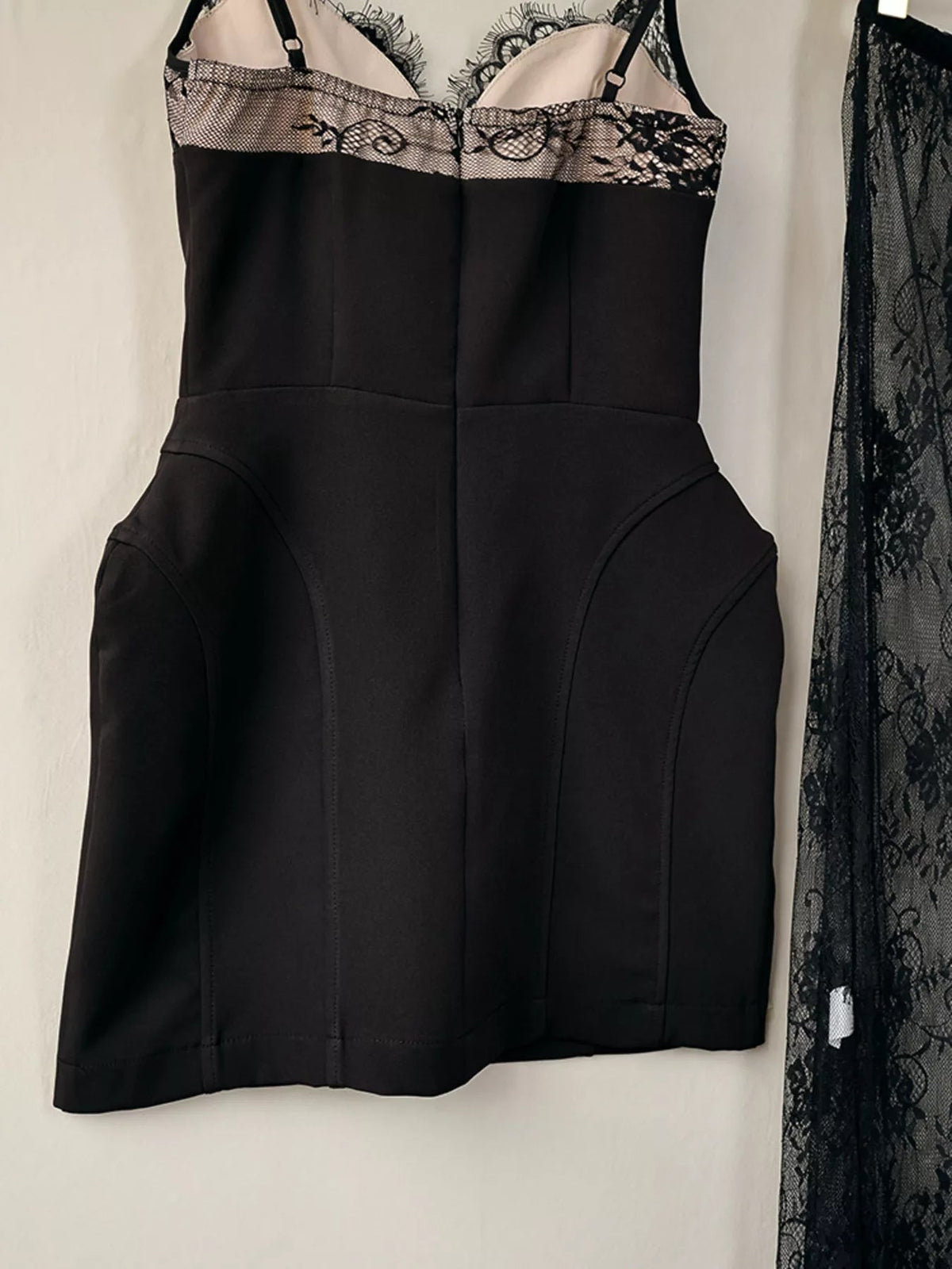 Lace Corset Mini Dress Set with Sheer Overlay - Dressed.