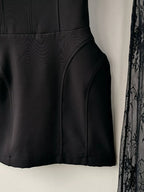 Lace Corset Mini Dress Set with Sheer Overlay - Dressed.