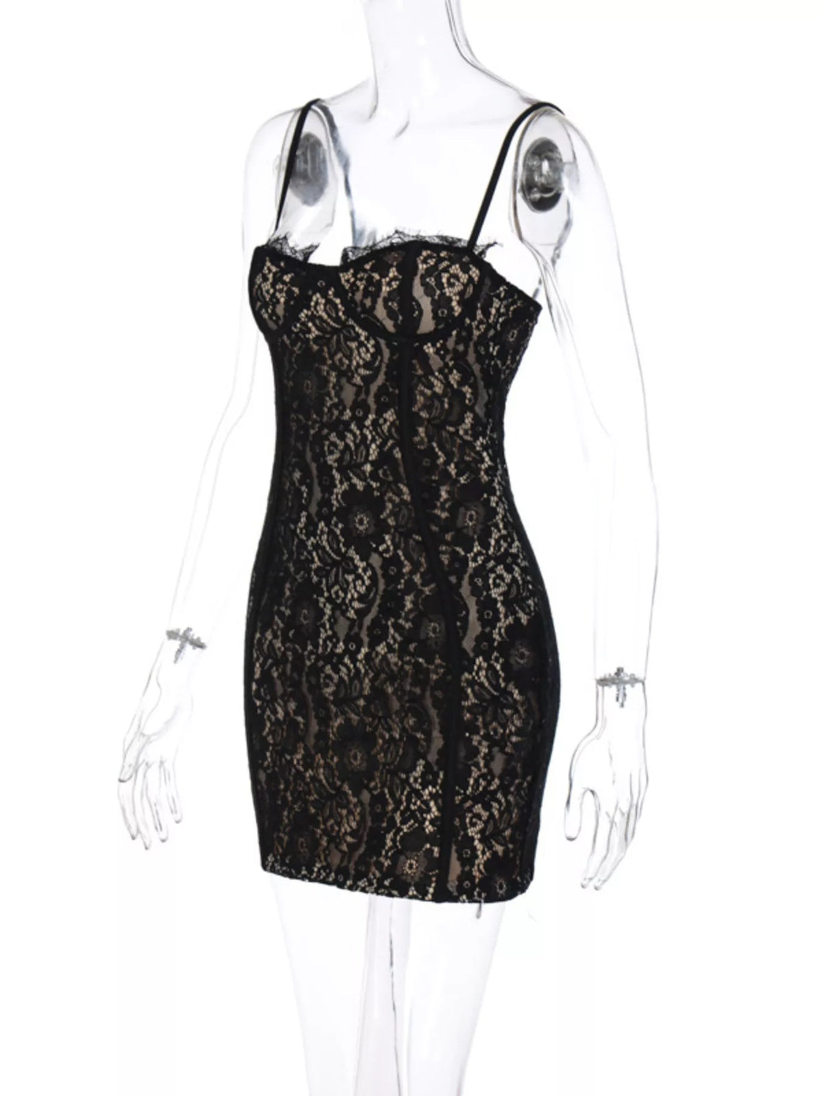 Lace Spaghetti Strap Mini Dress - Dressed.