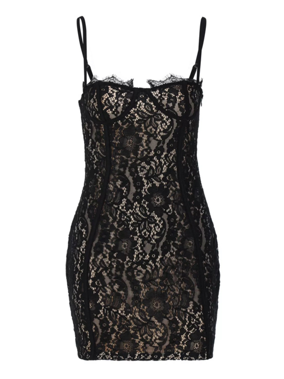 Lace Spaghetti Strap Mini Dress - Dressed.