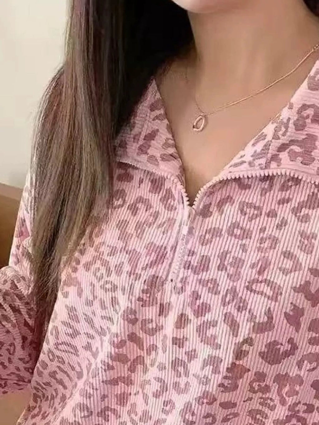 Leopard Print Quarter-Zip Sweatshirt - Dressed.