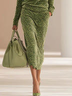 Leopard Velour Quarter-Zip Skirt Set - Dressed.