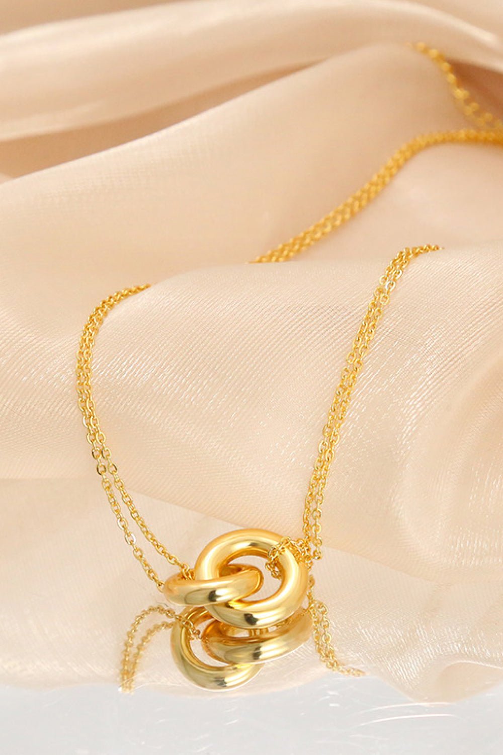 Linked Ring Pendant Chain Necklace - Dressed.