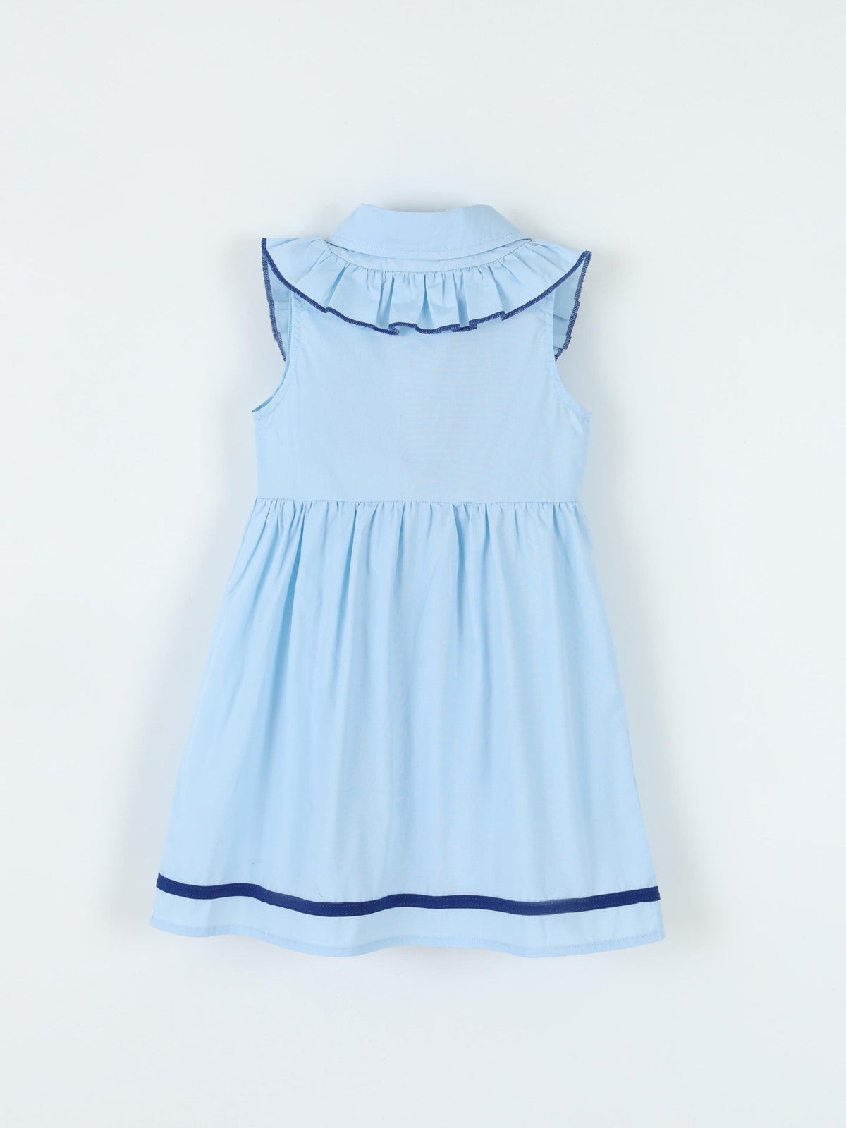 Lucille Bow Button-Front Dress — Sky Blue - Dressed.