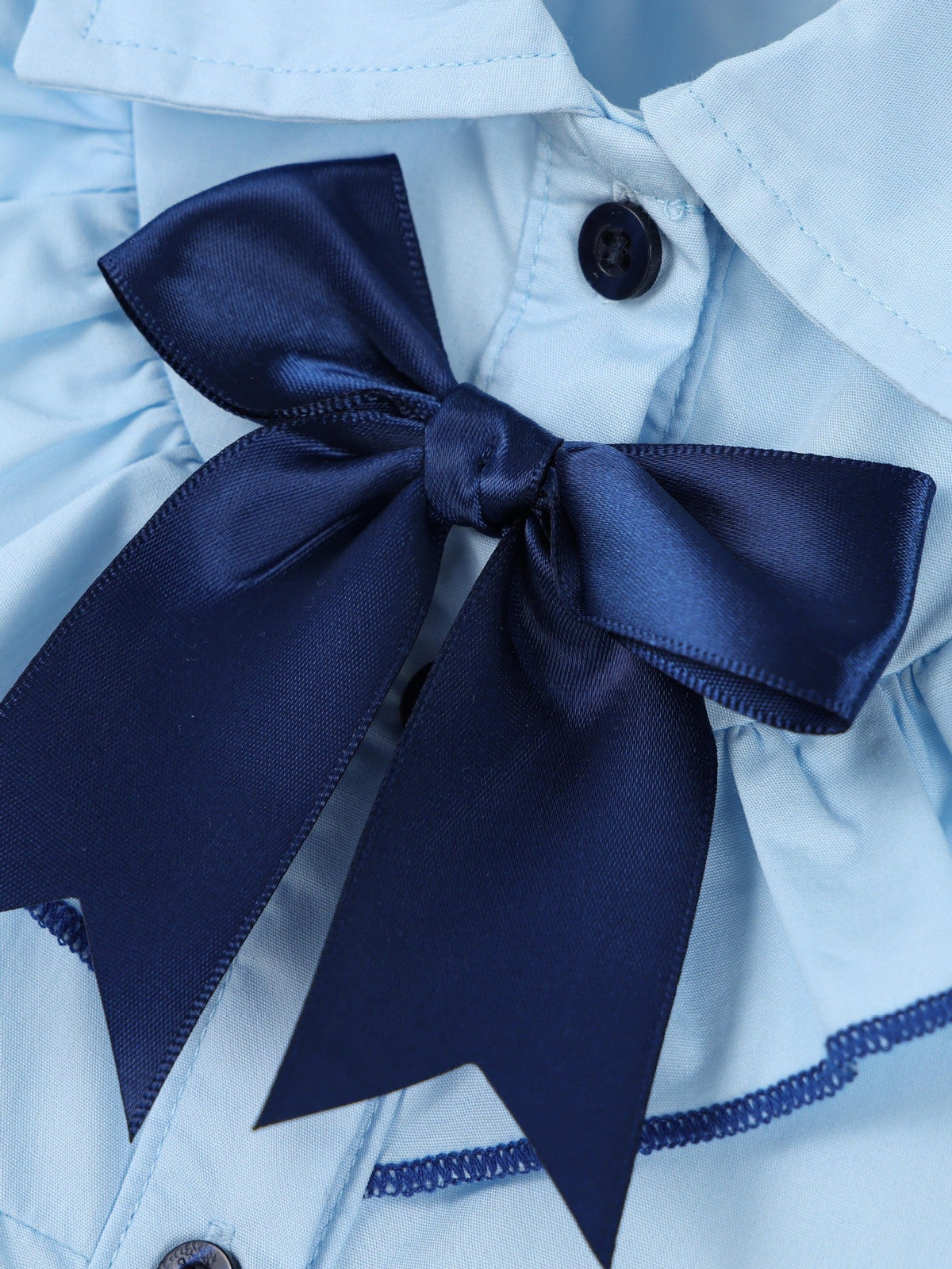 Lucille Bow Button-Front Dress — Sky Blue - Dressed.