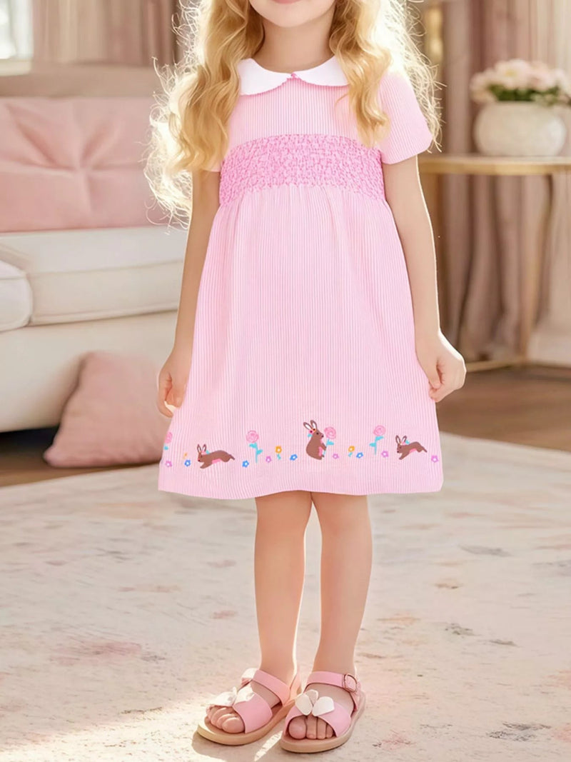 Margaux Smocked Short-Sleeve Dress — Dusty Pink - Dressed.