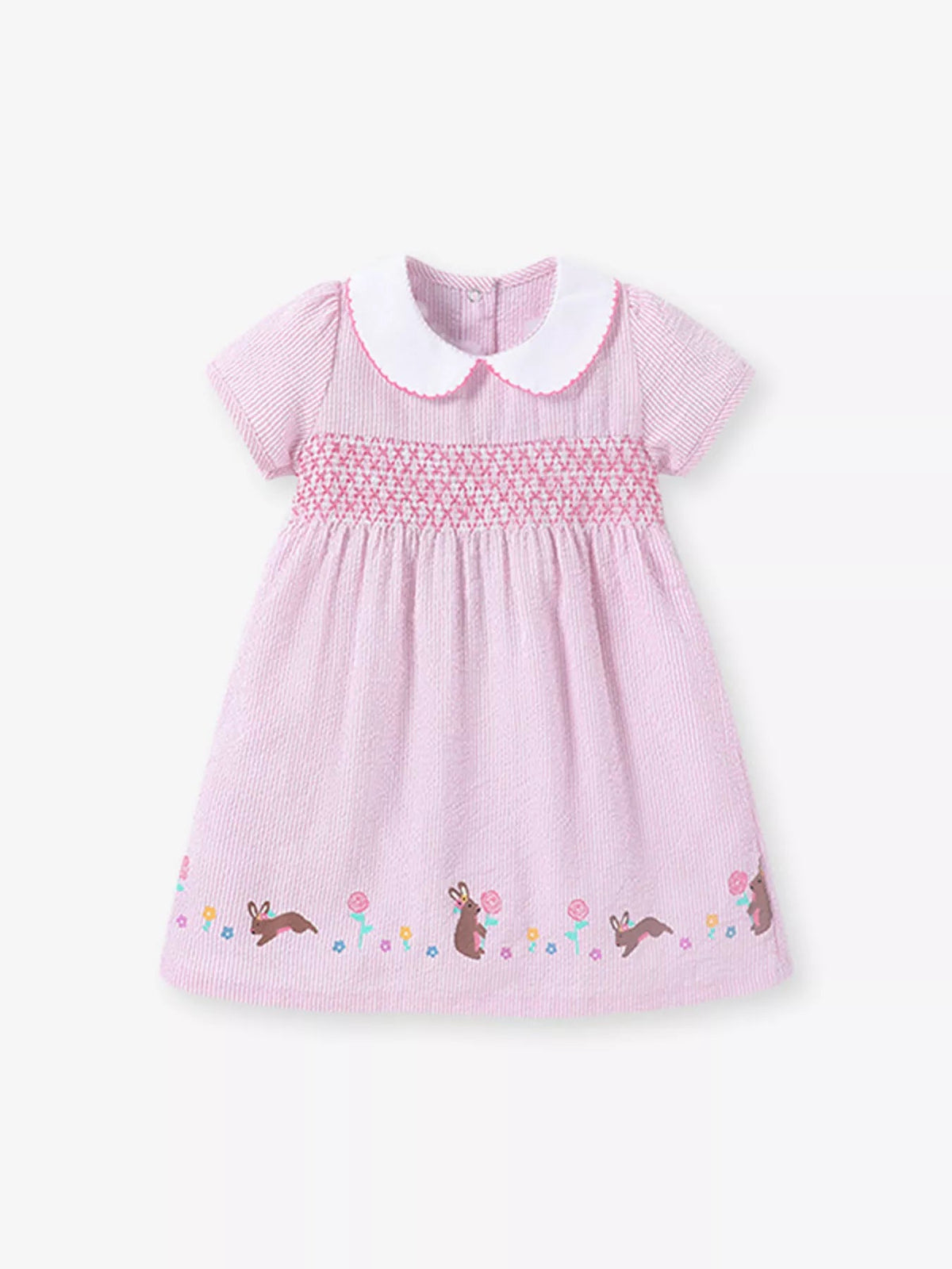 Margaux Smocked Short-Sleeve Dress — Dusty Pink - Dressed.