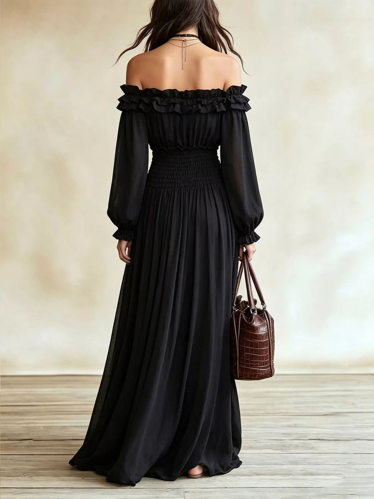 Maribel Ruffle-Trim Smocked-Waist Maxi Dress - Dressed.