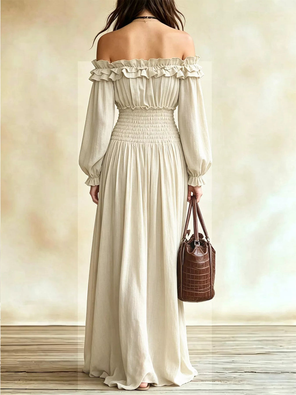 Maribel Ruffle-Trim Smocked-Waist Maxi Dress - Dressed.