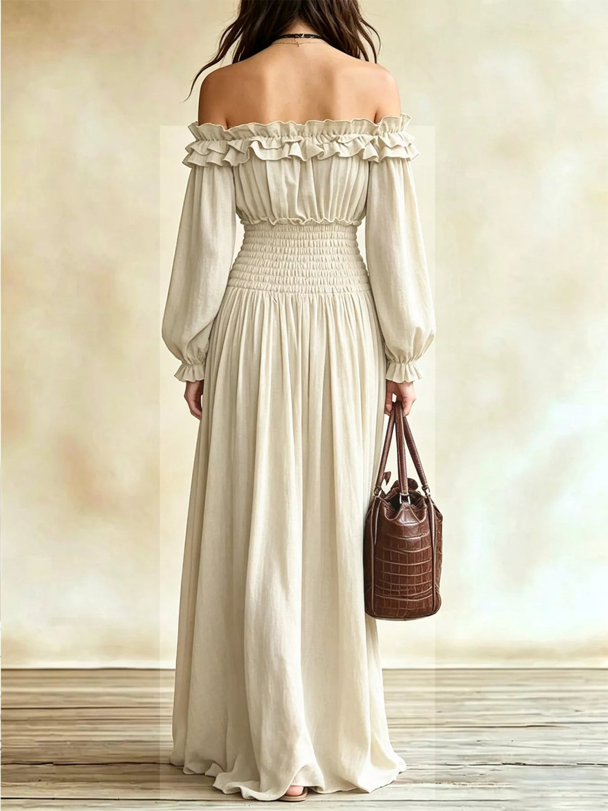 Maribel Ruffle-Trim Smocked-Waist Maxi Dress - Dressed.