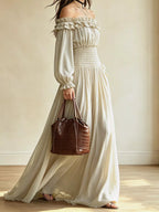 Maribel Ruffle-Trim Smocked-Waist Maxi Dress - Dressed.