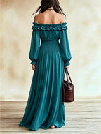 Maribel Ruffle-Trim Smocked-Waist Maxi Dress - Dressed.