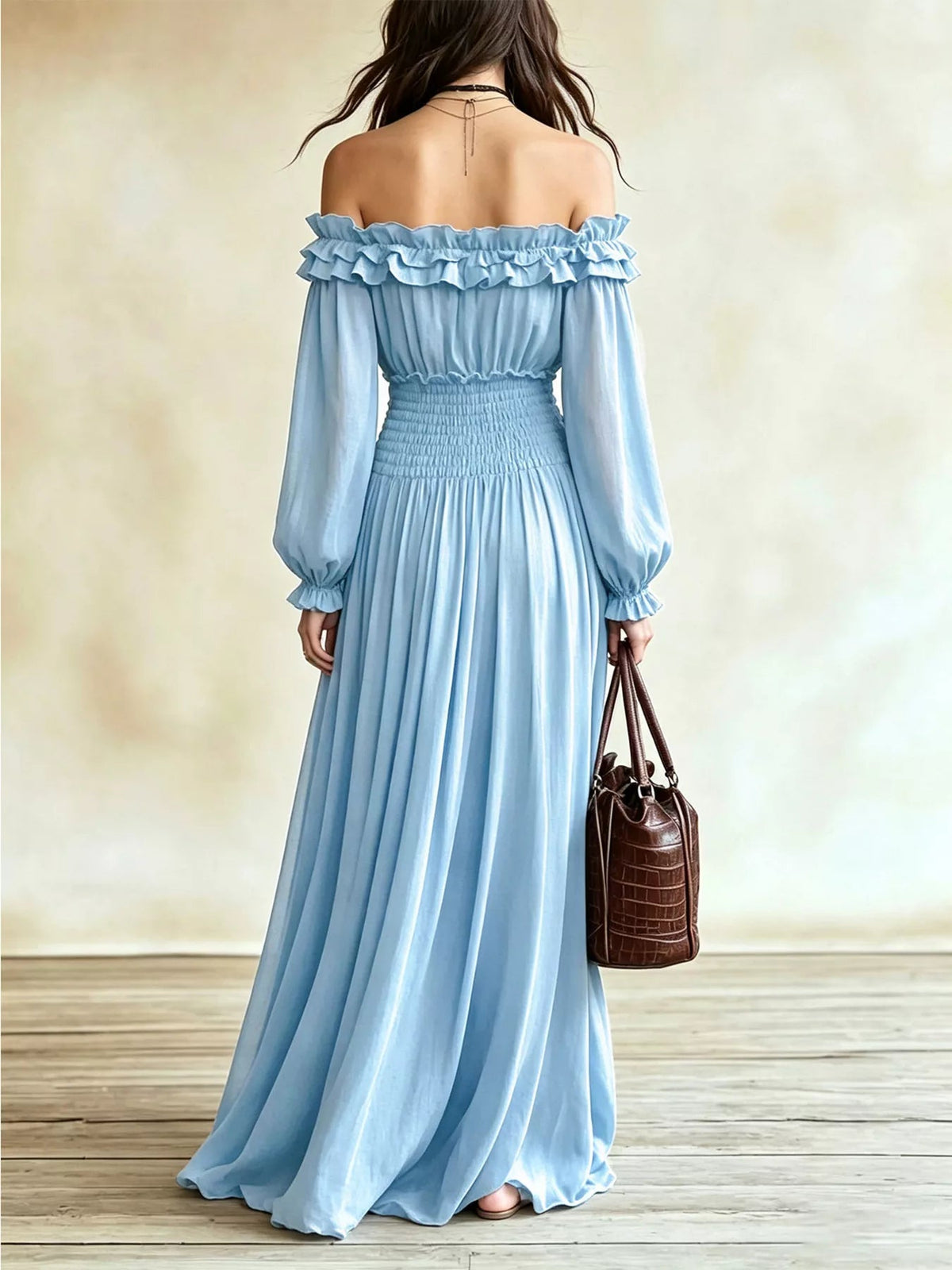 Maribel Ruffle-Trim Smocked-Waist Maxi Dress - Dressed.
