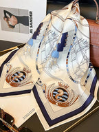 Marina Nautical-Print Silk Square Scarf - Dressed.