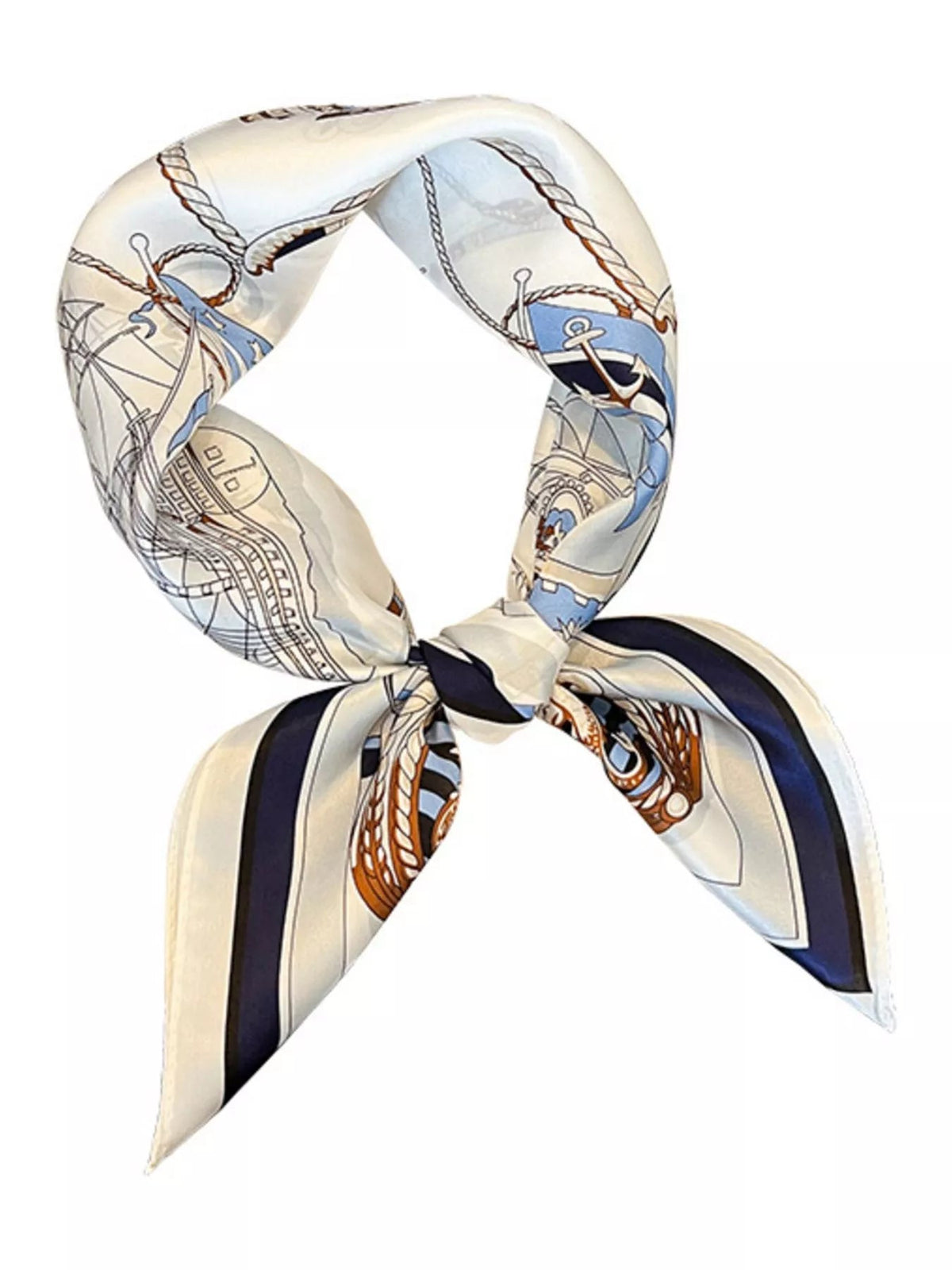 Marina Nautical-Print Silk Square Scarf - Dressed.