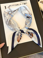 Marina Nautical-Print Silk Square Scarf - Dressed.