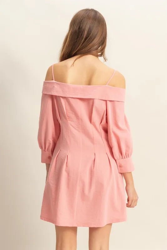 Marisol Button-Front Linen-Blend Mini Dress - Dressed.