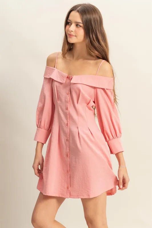Marisol Button-Front Linen-Blend Mini Dress - Dressed.