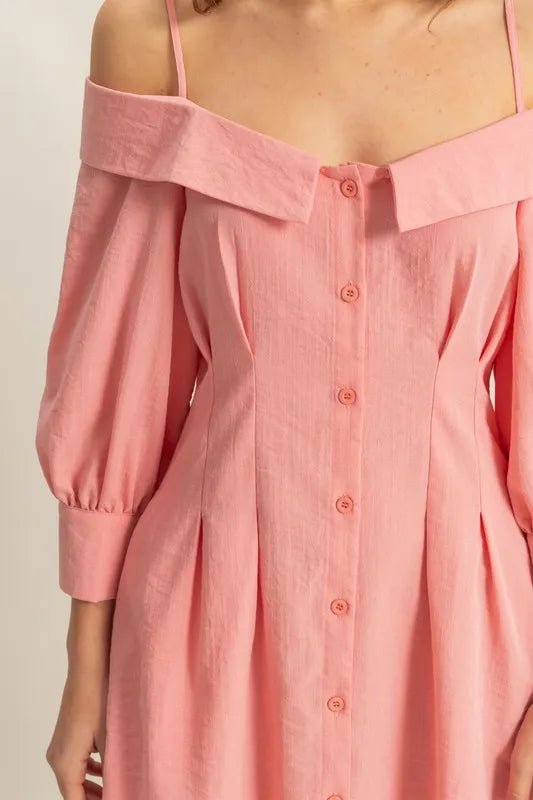 Marisol Button-Front Linen-Blend Mini Dress - Dressed.
