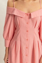 Marisol Button-Front Linen-Blend Mini Dress - Dressed.