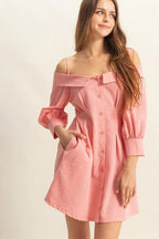 Marisol Button-Front Linen-Blend Mini Dress - Dressed.