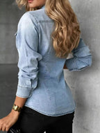 Marlowe Slim-Fit Denim Snap Shirt - Dressed.