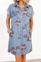 Meadow Floral-Print Denim Shirt Dress - Dressed.