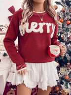 Merry Letter Crew Neck Sweater - Dressed.
