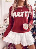 Merry Letter Crew Neck Sweater - Dressed.