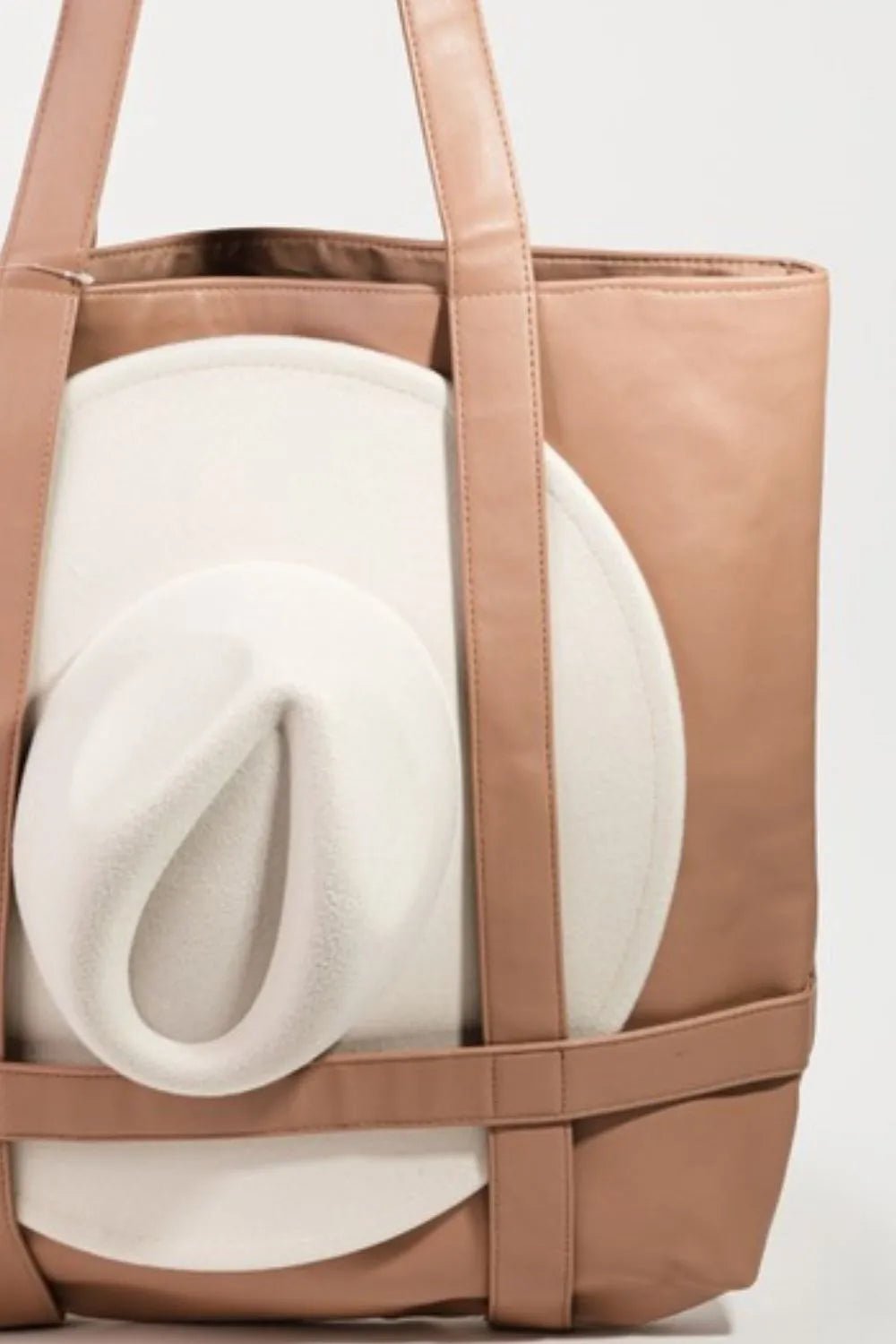 Montclair Hat Carrier Tote — Brown - Dressed.