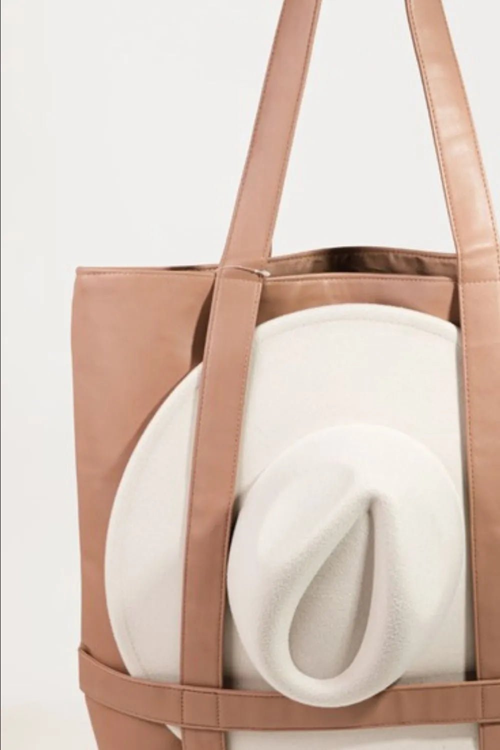 Montclair Hat Carrier Tote — Brown - Dressed.