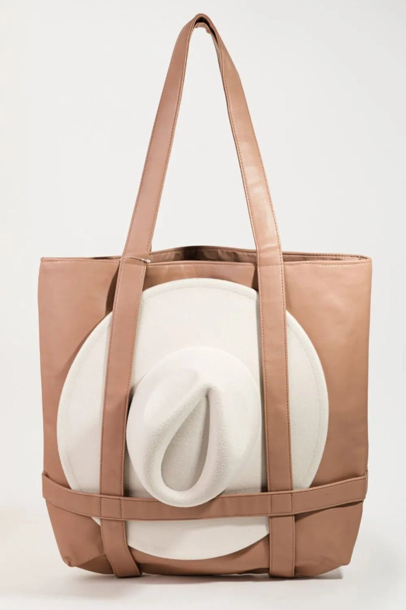 Montclair Hat Carrier Tote — Brown - Dressed.