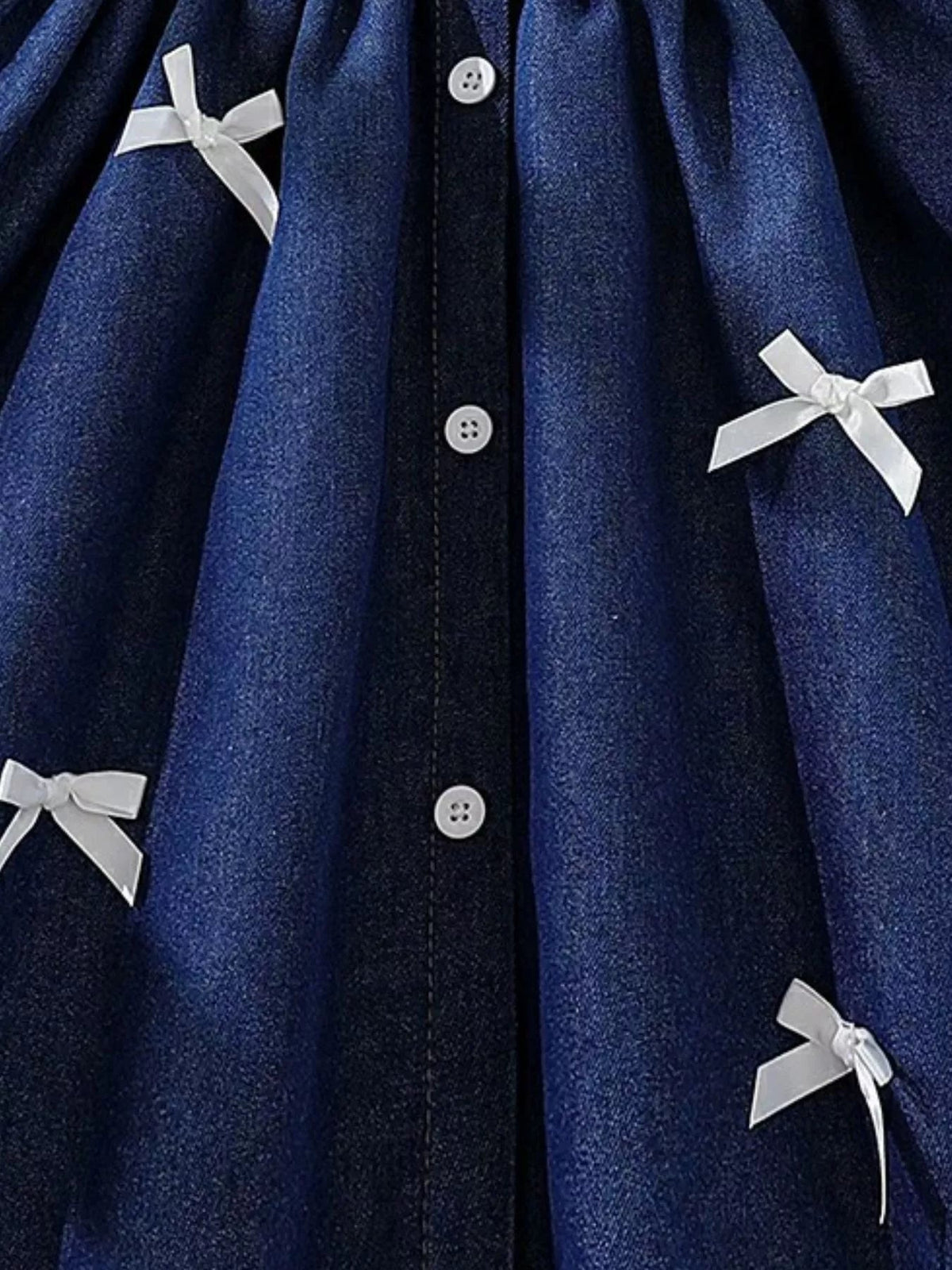 Odette Denim Bow Sleeveless Dress — Dark Blue - Dressed.