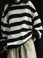 Oversized Striped Crewneck Sweatshirt - Dressed.