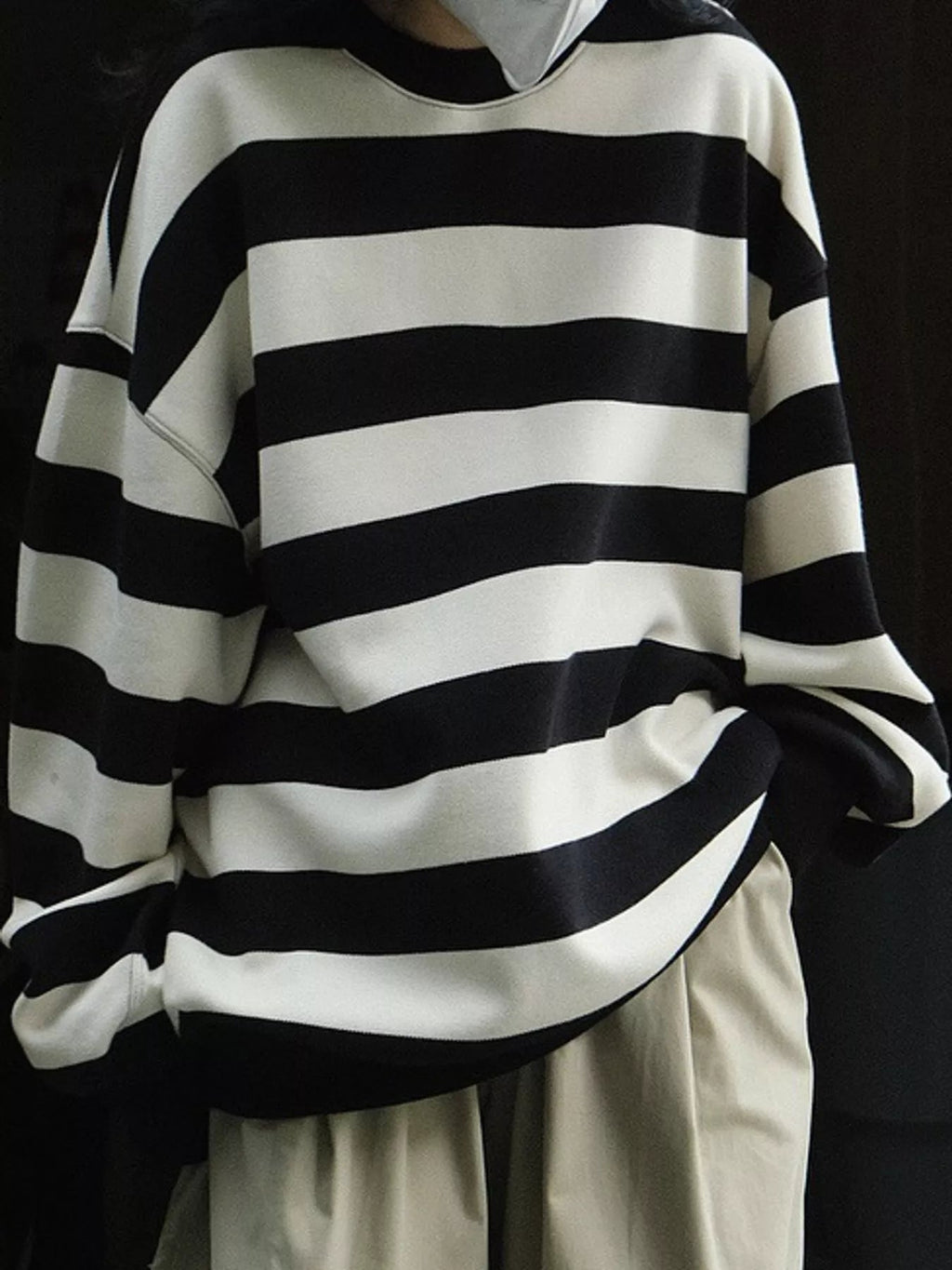 Oversized Striped Crewneck Sweatshirt - Dressed.