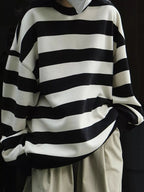 Oversized Striped Crewneck Sweatshirt - Dressed.