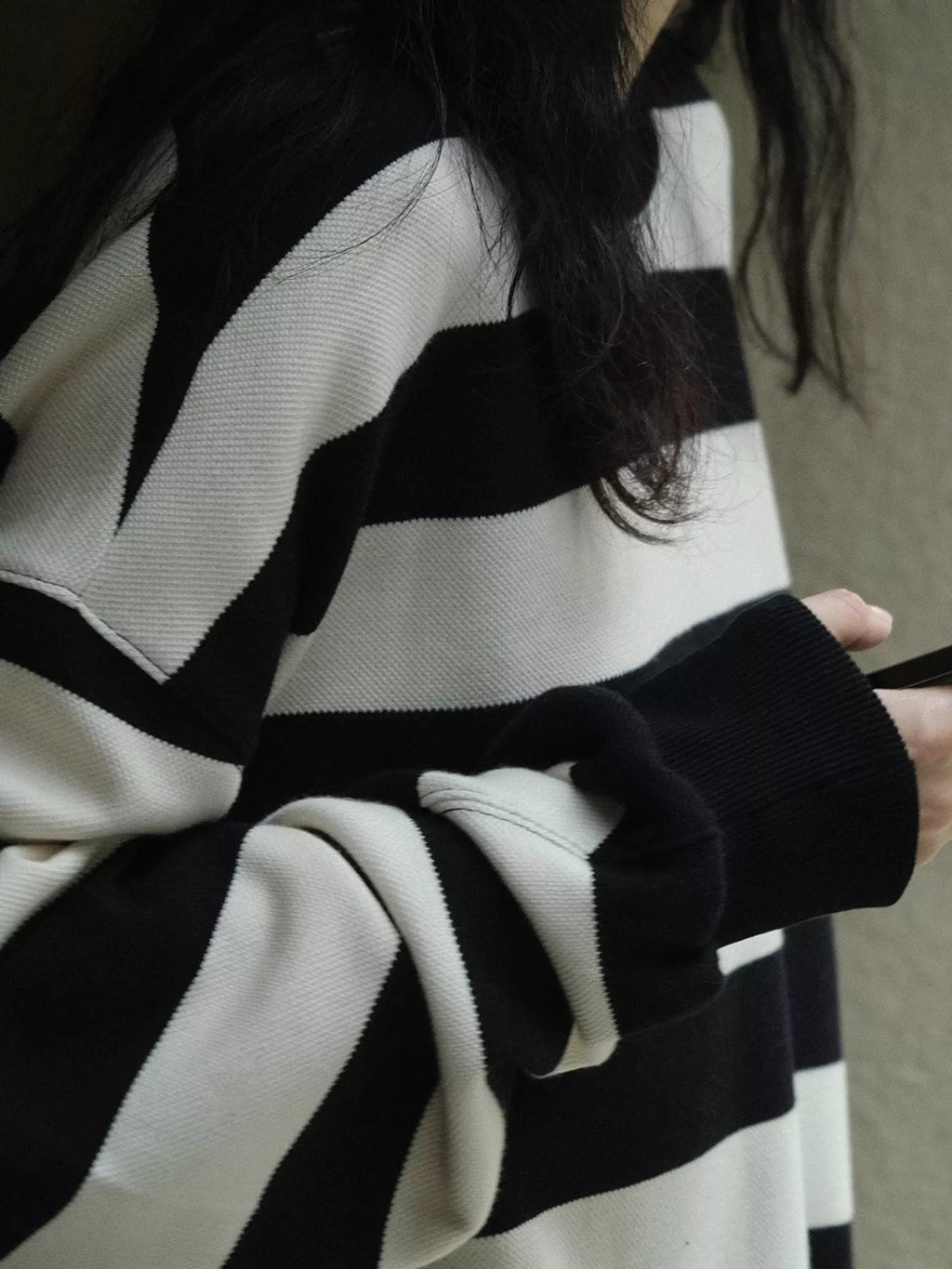 Oversized Striped Crewneck Sweatshirt - Dressed.